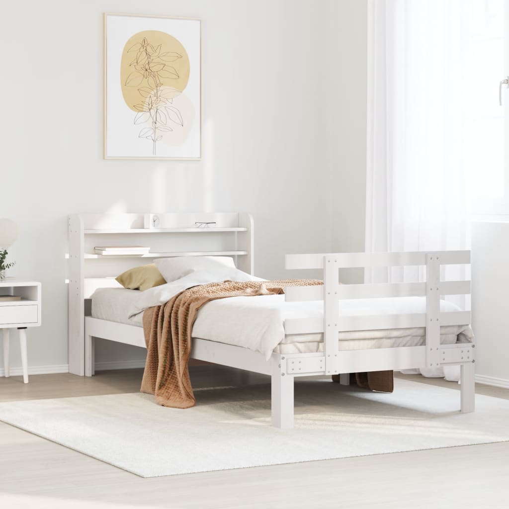Sengeramme med hodegavl hvit 90x200 cm heltre furu