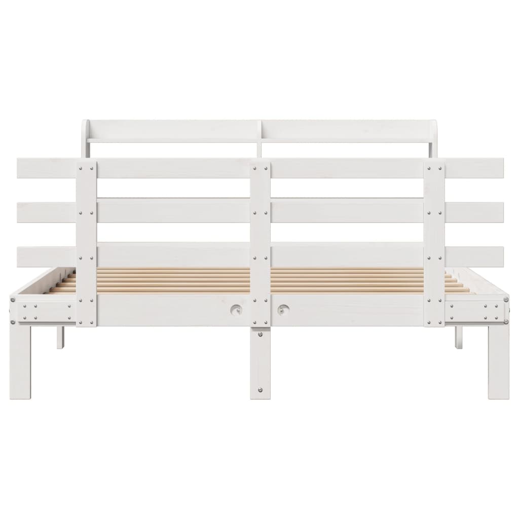 Sengeramme med hodegavl hvit 140x200 cm heltre furu