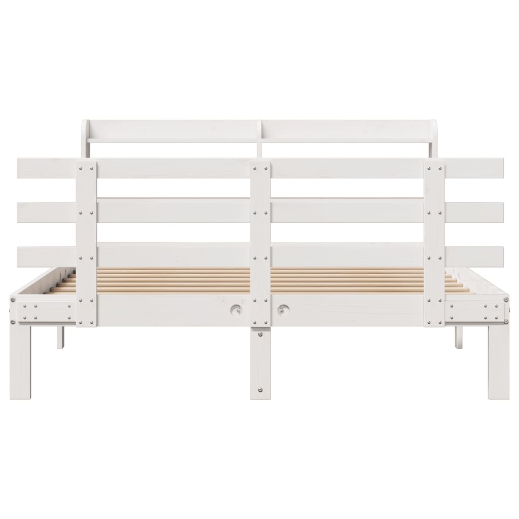 Sengeramme med hodegavl hvit 150x200 cm heltre furu