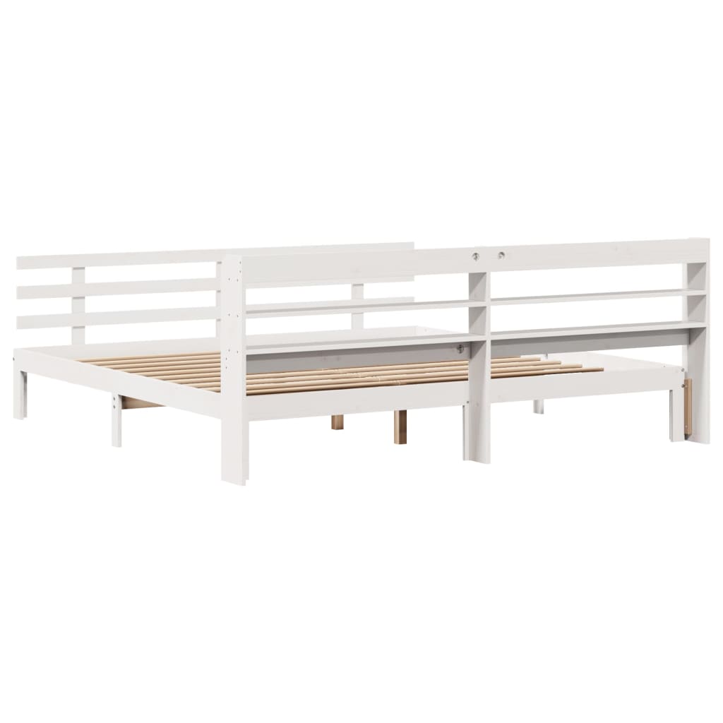 Sengeramme med hodegavl hvit 180x200 cm heltre furu