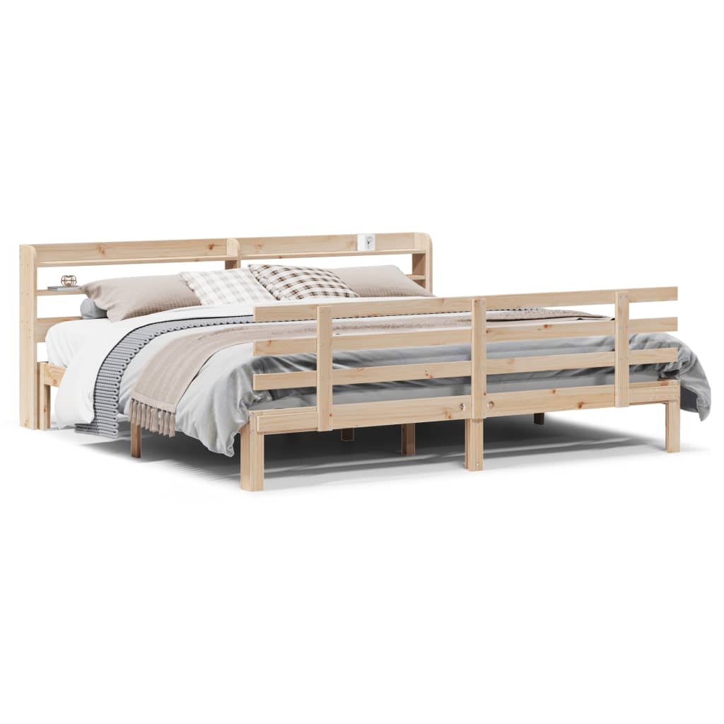 Sengeramme med hodegavl 200x200 cm heltre furu