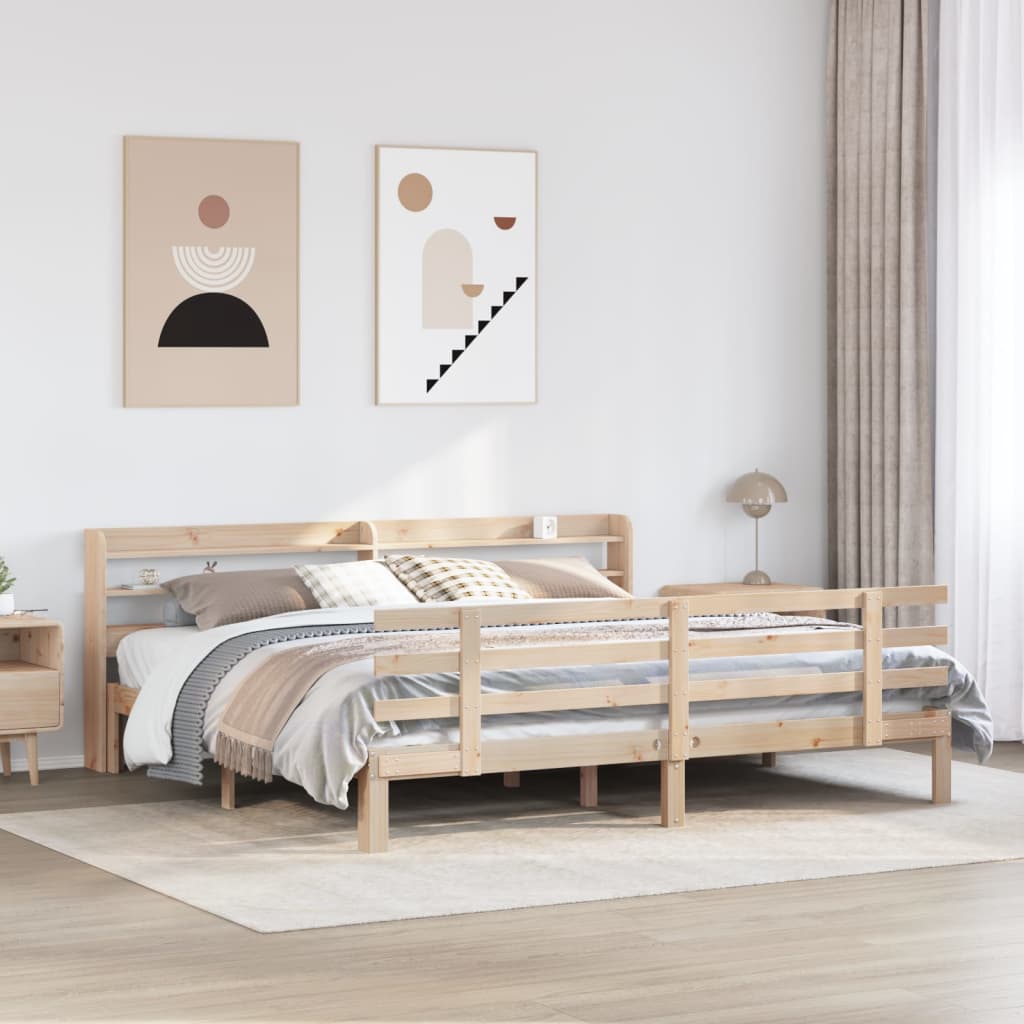 Sengeramme med hodegavl 200x200 cm heltre furu