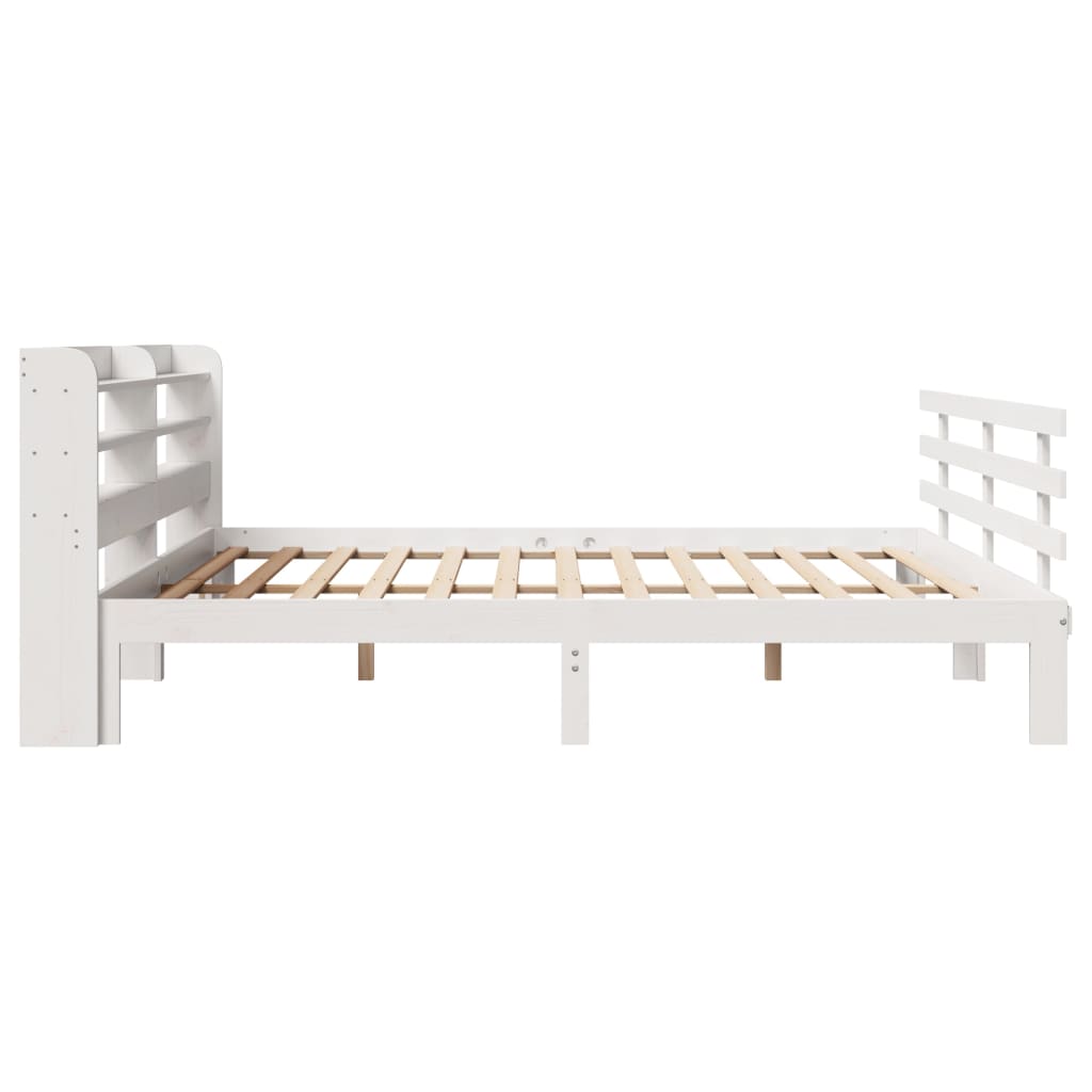 Sengeramme med hodegavl hvit 200x200 cm heltre furu