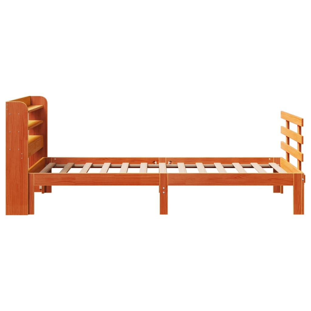 Sengeramme med hodegavl voksbrun 100x200 cm heltre furu