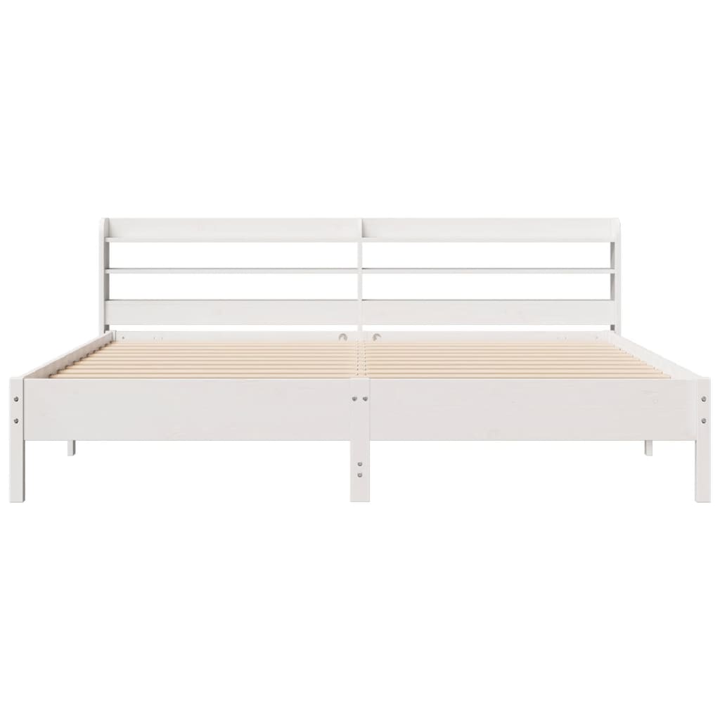 Sengeramme med madrass hvit 200x200 cm heltre furu