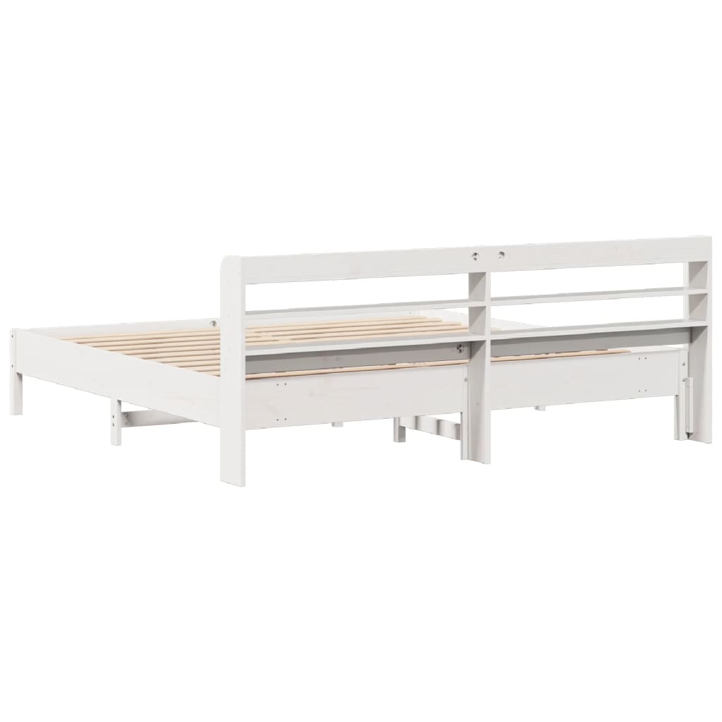 Sengeramme med madrass hvit 200x200 cm heltre furu