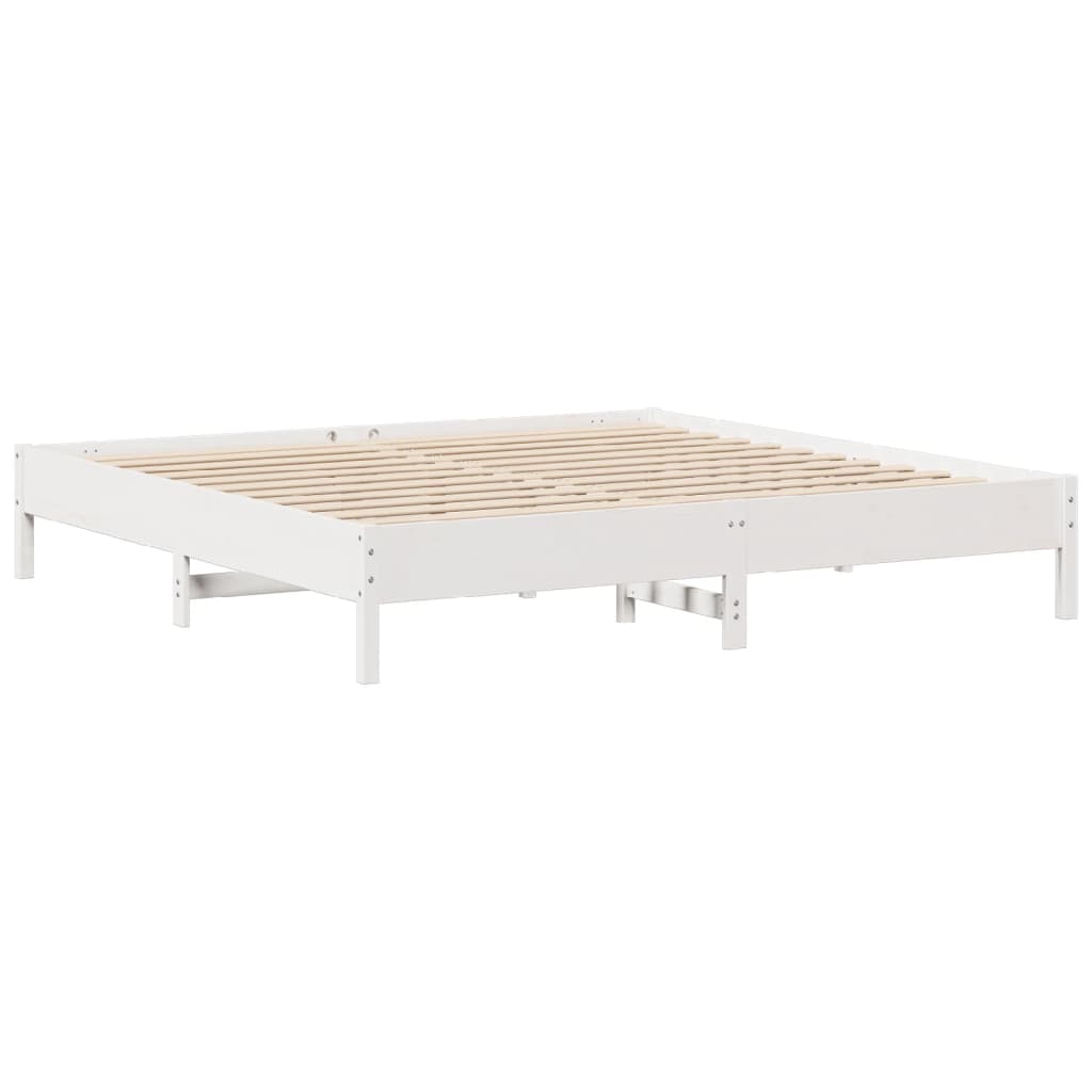 Sengeramme med madrass hvit 200x200 cm heltre furu