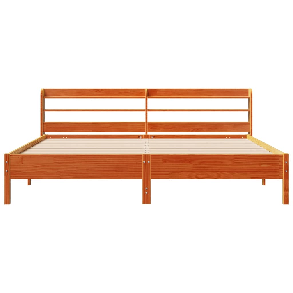 Sengeramme uten madrass voksbrun 200x200 cm heltre furu