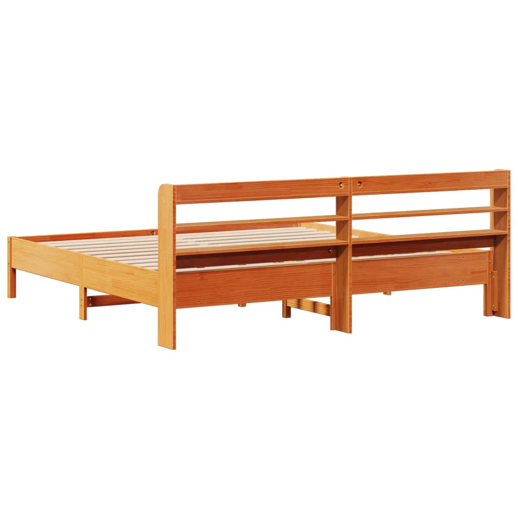 Sengeramme uten madrass voksbrun 200x200 cm heltre furu