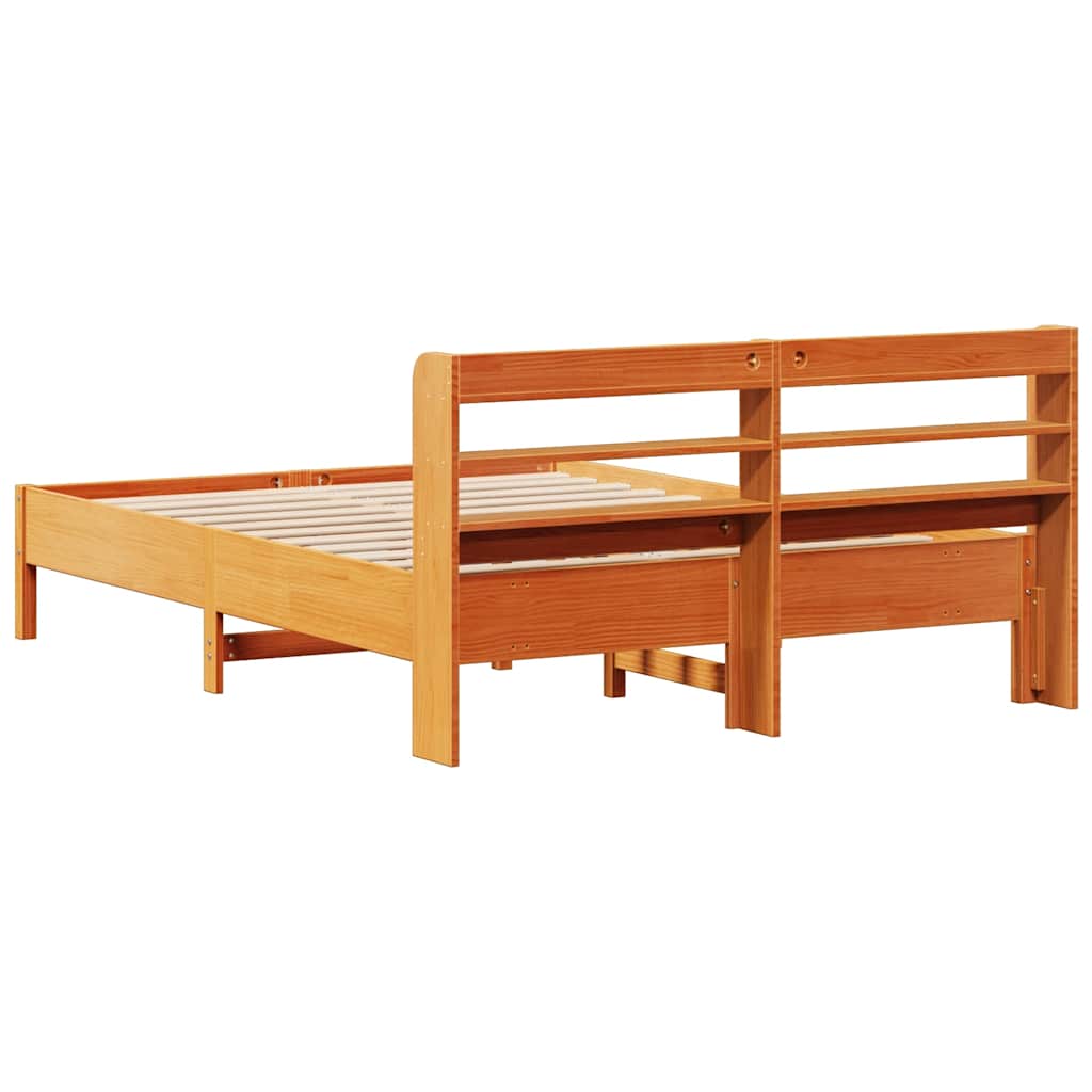 Sengeramme uten madrass voksbrun 140x200 cm heltre furu