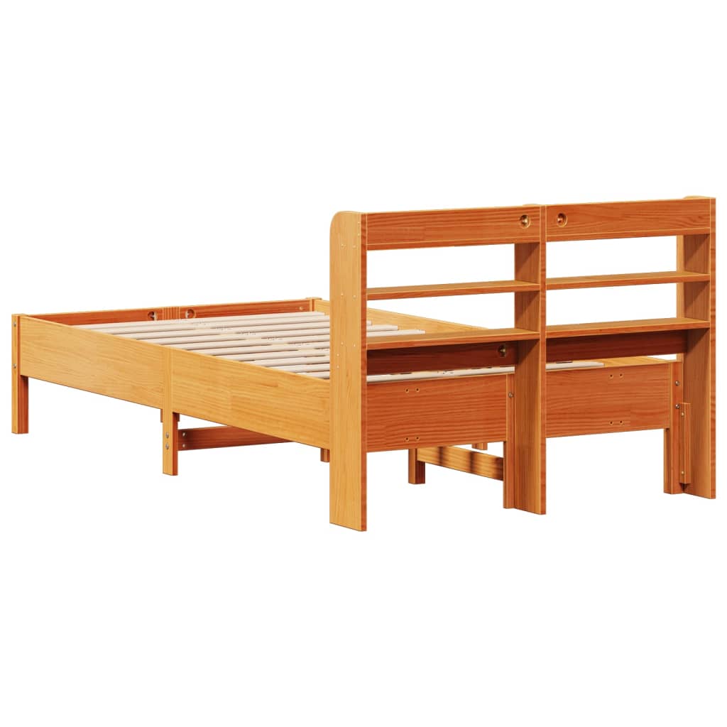 Sengeramme uten madrass voksbrun 75x190 cm heltre furu