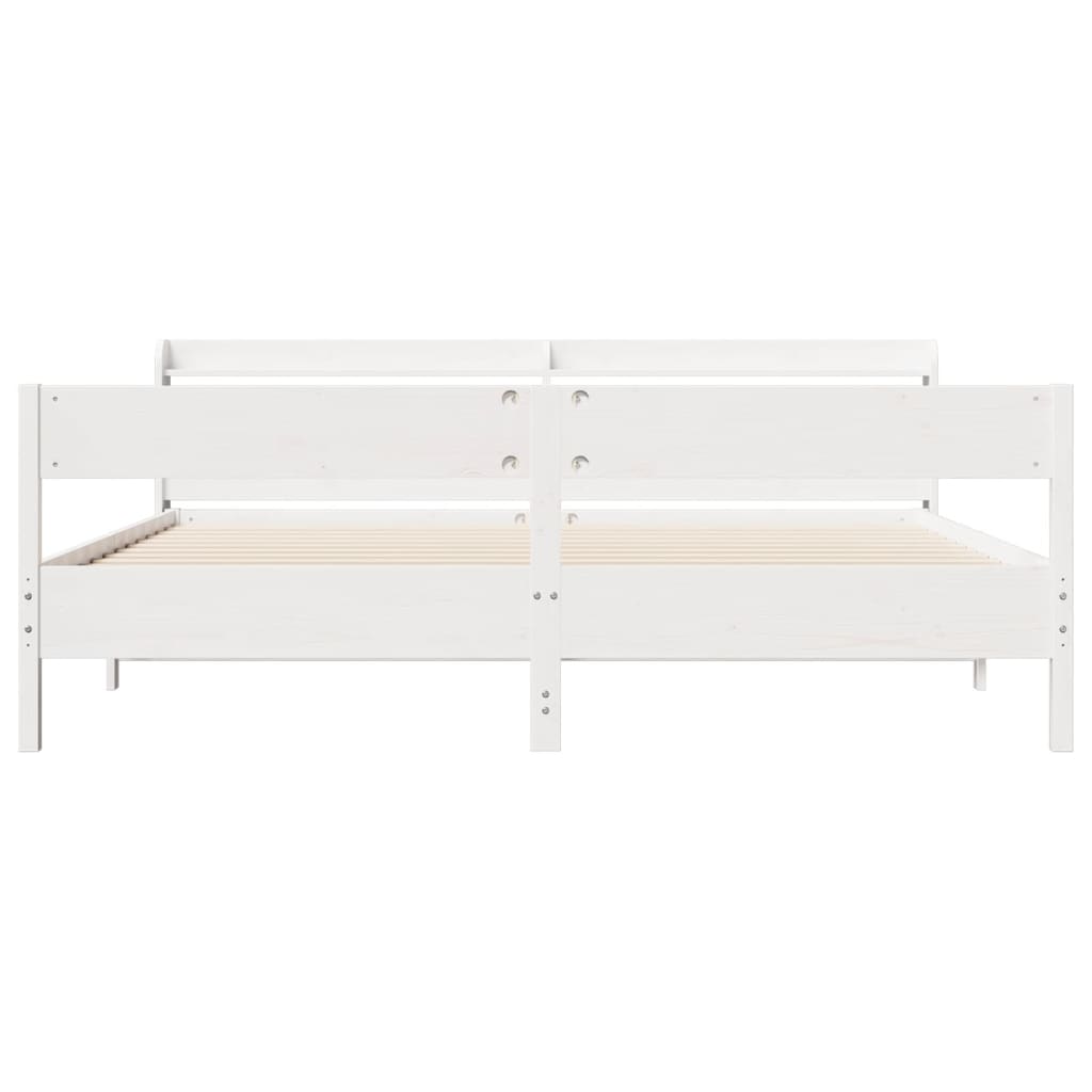 Sengeramme med madrass hvit 200x200 cm heltre furu