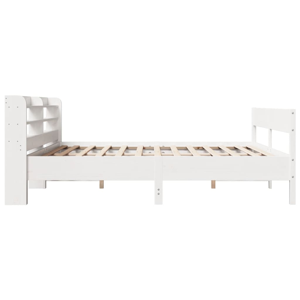 Sengeramme med madrass hvit 200x200 cm heltre furu