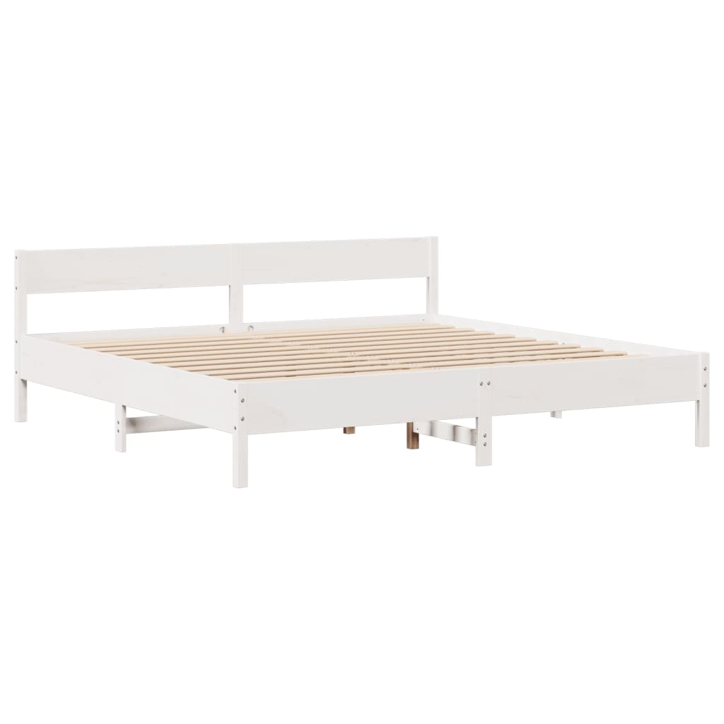 Sengeramme med madrass hvit 200x200 cm heltre furu