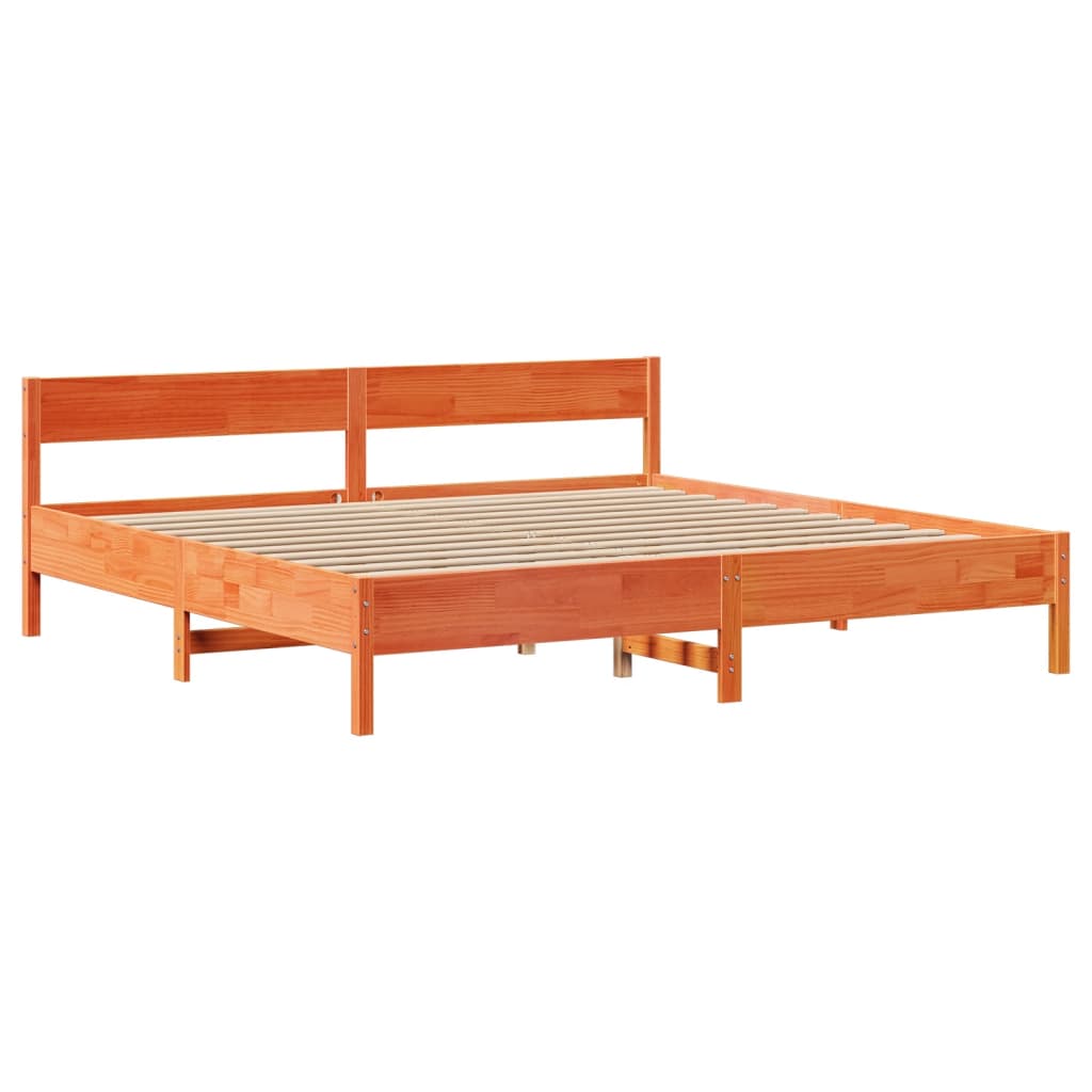 Sengeramme uten madrass voksbrun 200x200 cm heltre furu