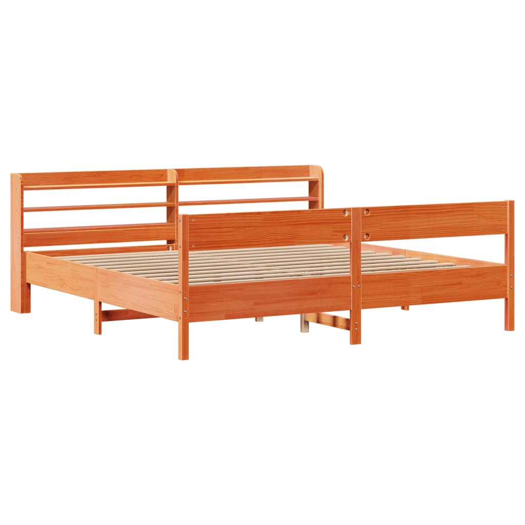 Sengeramme uten madrass voksbrun 180x200 cm heltre furu