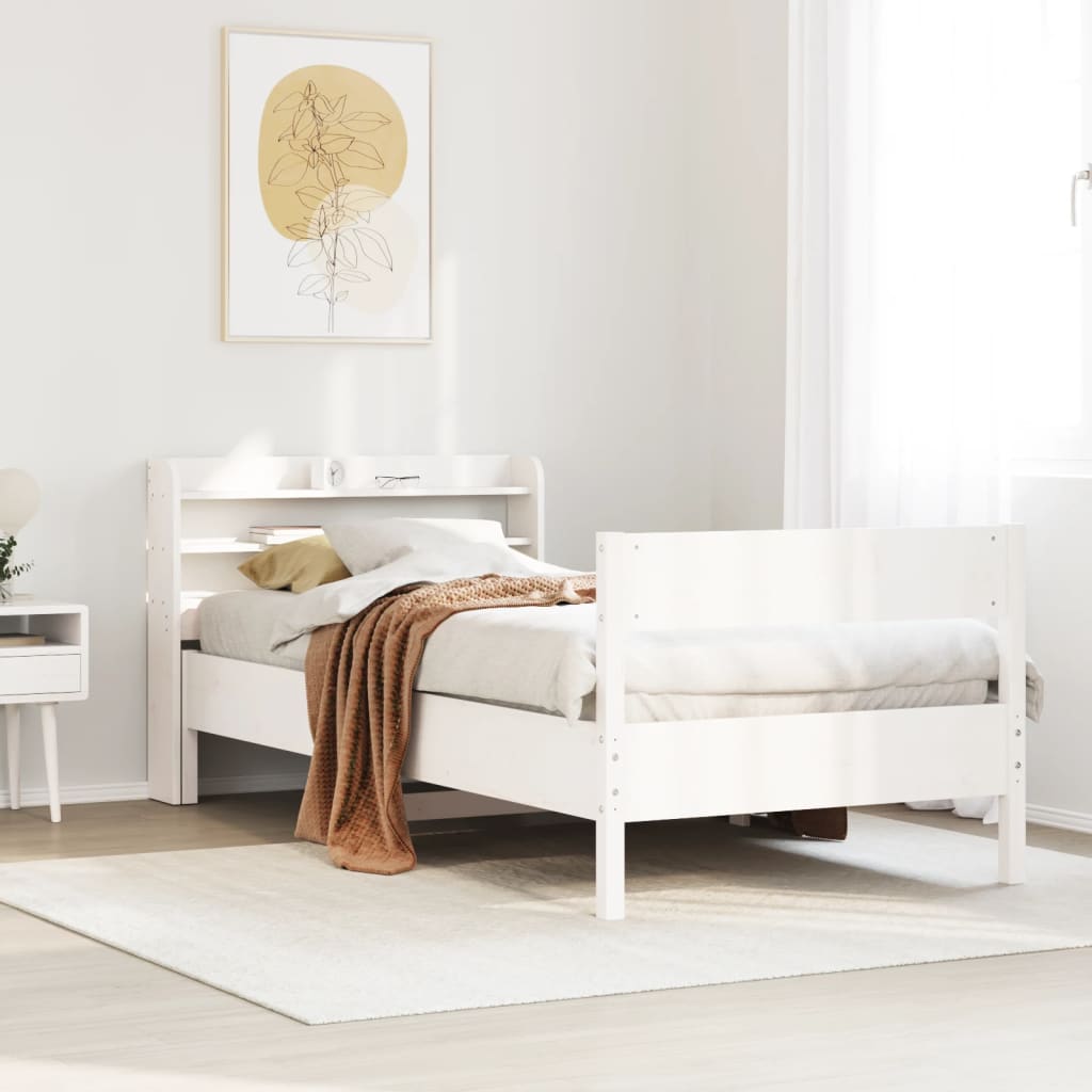 Sengeramme uten madrass hvit 75x190 cm heltre furu