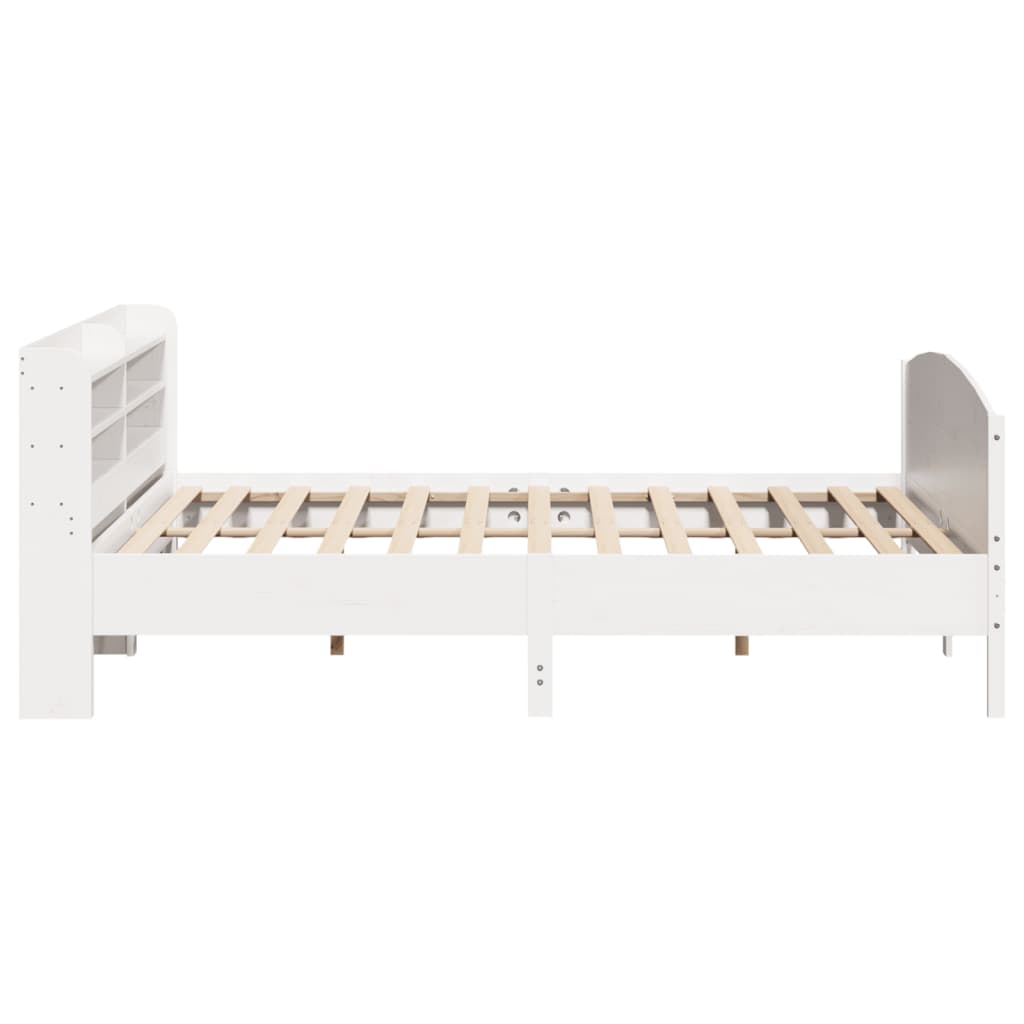 Sengeramme med madrass hvit 200x200 cm heltre furu