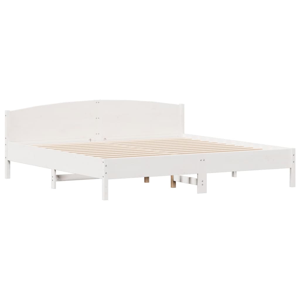 Sengeramme med madrass hvit 200x200 cm heltre furu