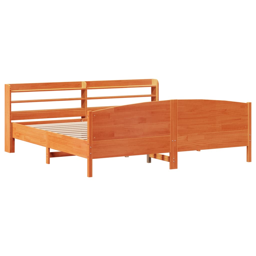 Sengeramme uten madrass voksbrun 180x200 cm heltre furu