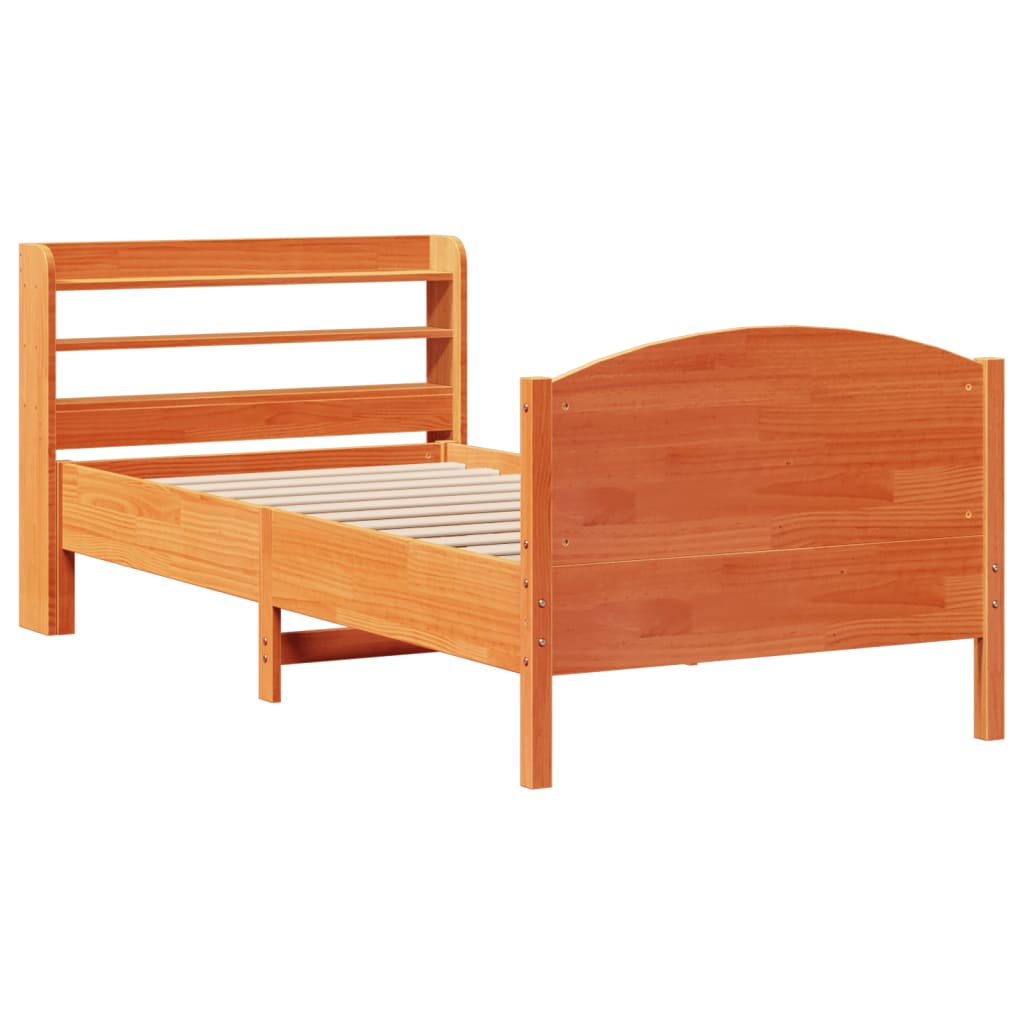 Sengeramme uten madrass voksbrun 75x190 cm heltre furu