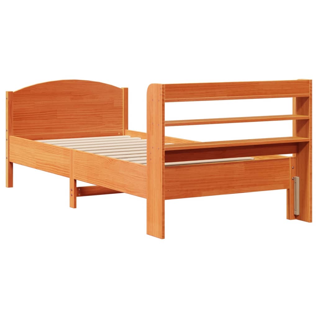 Sengeramme uten madrass voksbrun 75x190 cm heltre furu