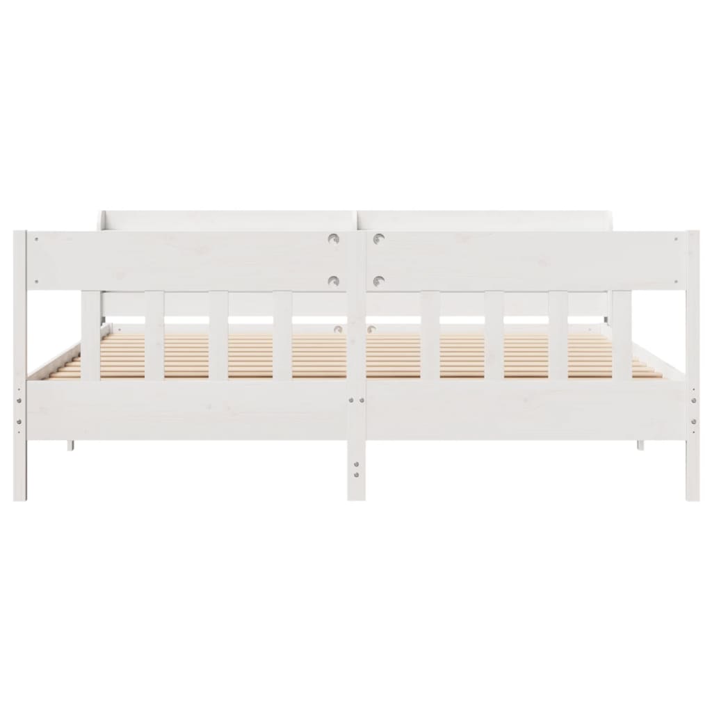 Sengeramme med madrass hvit 200x200 cm heltre furu
