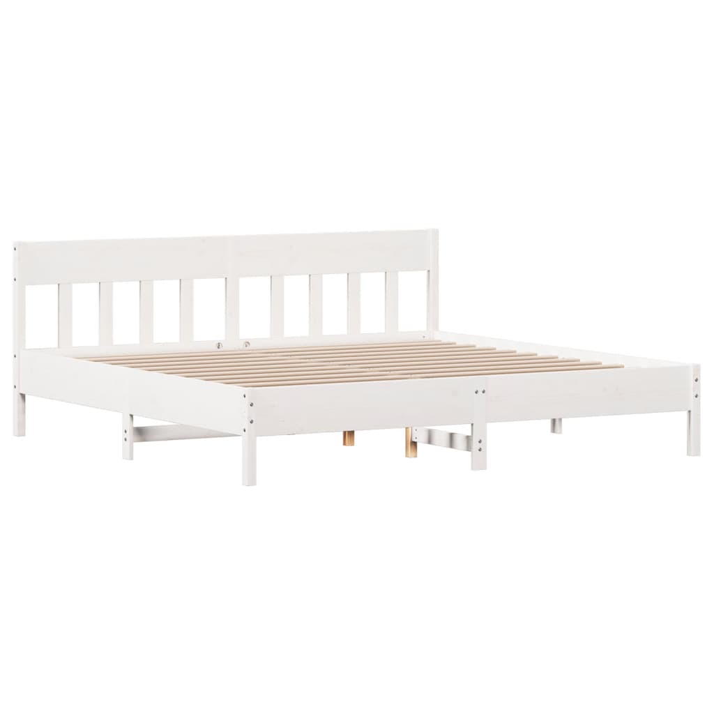 Sengeramme med madrass hvit 200x200 cm heltre furu