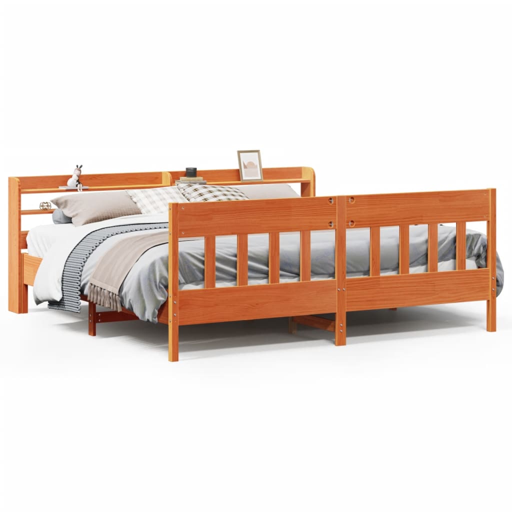 Sengeramme uten madrass voksbrun 180x200 cm heltre furu