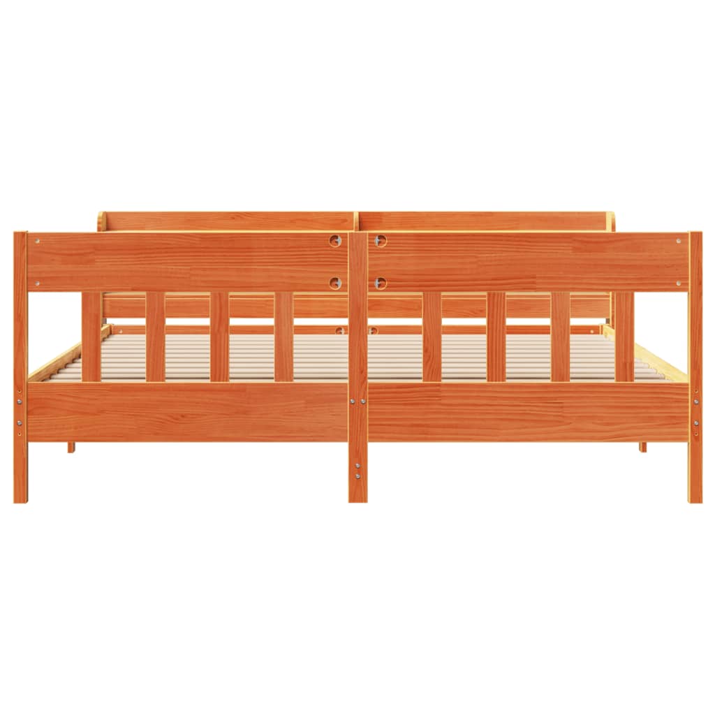 Sengeramme uten madrass voksbrun 180x200 cm heltre furu