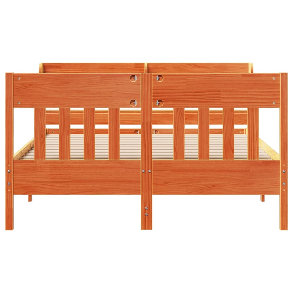 Sengeramme uten madrass brun 150x200 cm heltre furu