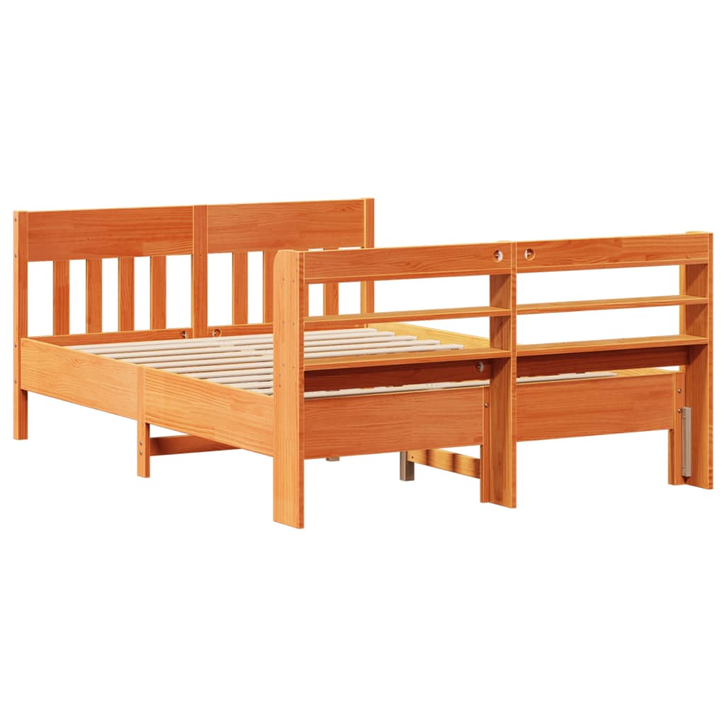 Sengeramme uten madrass voksbrun 140x200 cm heltre furu