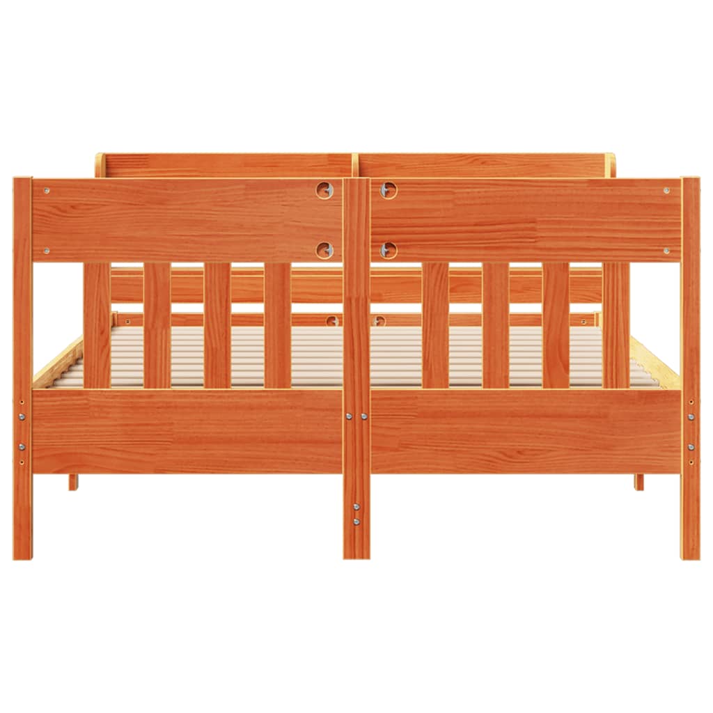 Sengeramme uten madrass brun 135x190 cm heltre furu