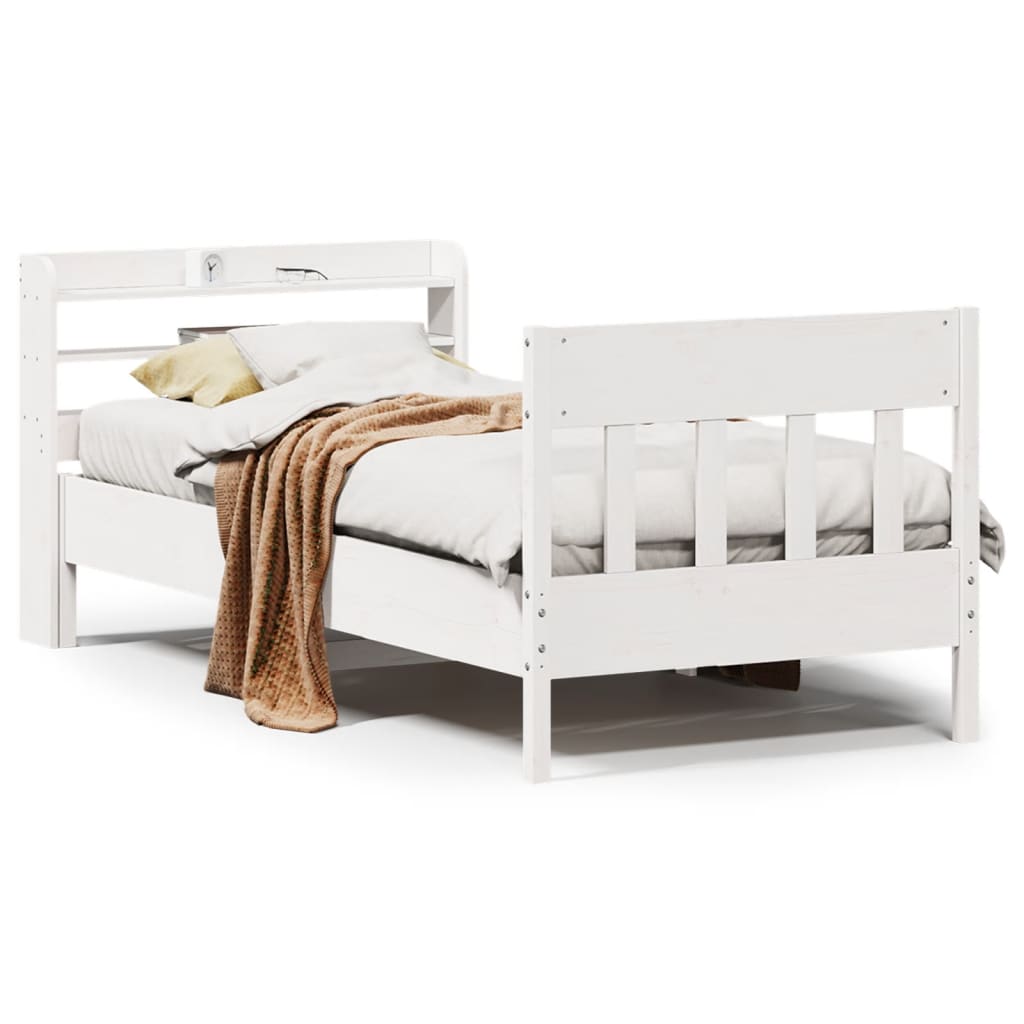 Sengeramme uten madrass hvit 75x190 cm heltre furu