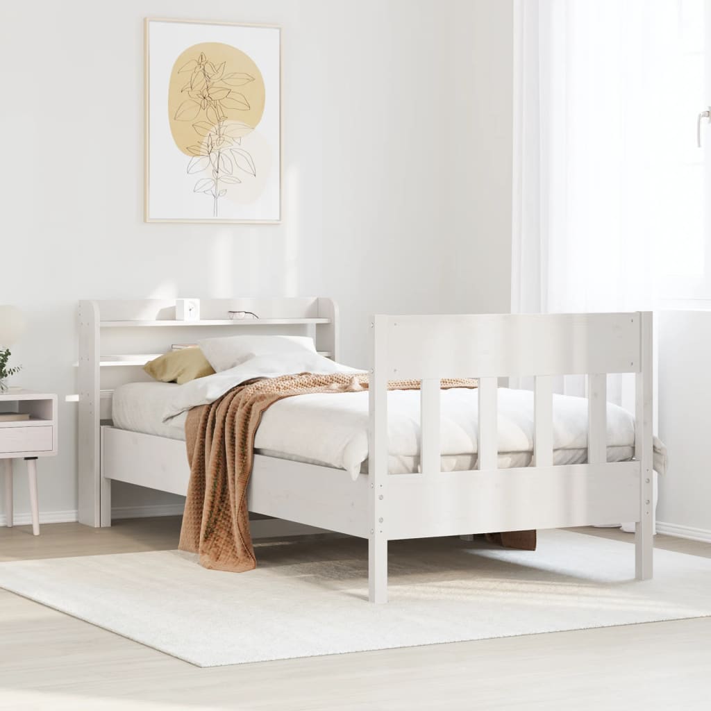 Sengeramme uten madrass hvit 75x190 cm heltre furu