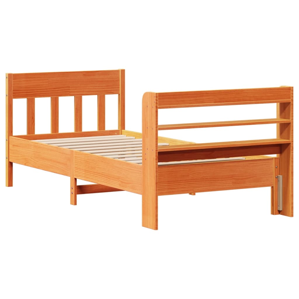 Sengeramme uten madrass voksbrun 75x190 cm heltre furu