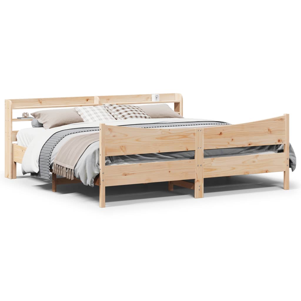Sengeramme med hodegavl 200x200 cm heltre furu