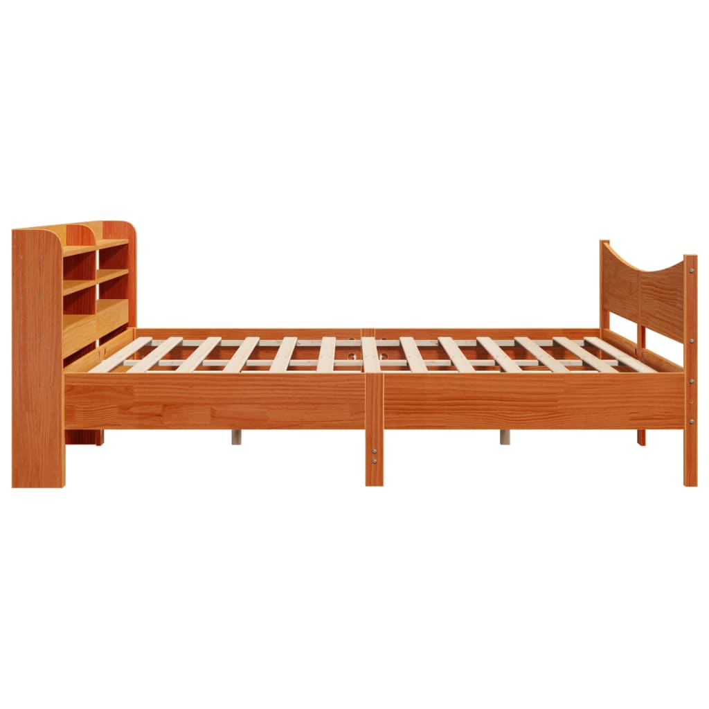 Sengeramme med hodegavl voksbrun 200x200 cm heltre furu