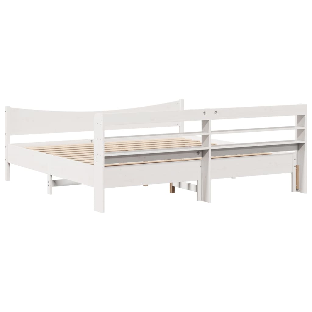 Sengeramme med hodegavl hvit 180x200 cm heltre furu