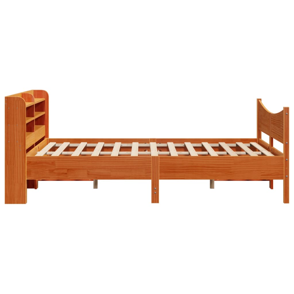 Sengeramme med hodegavl voksbrun 150x200 cm heltre furu