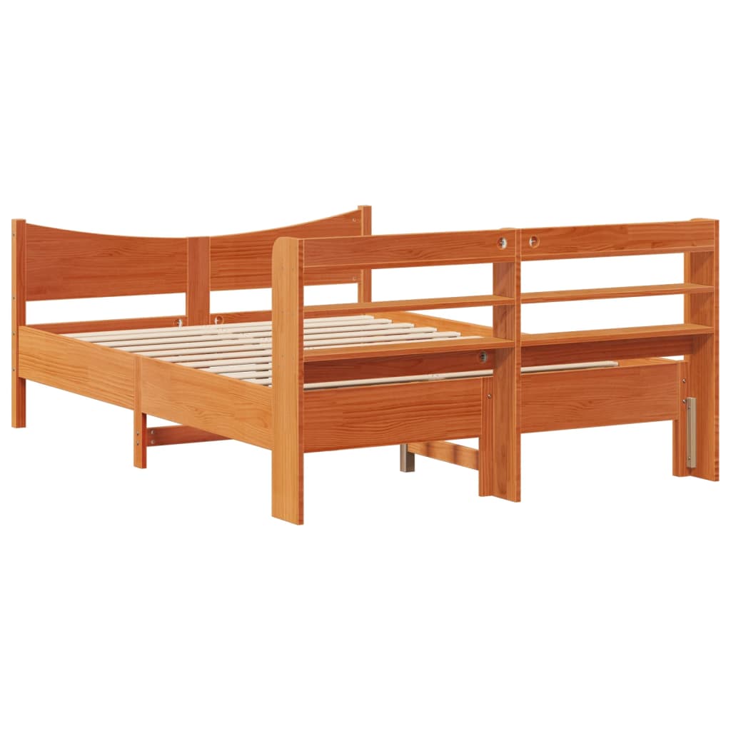 Sengeramme med hodegavl voksbrun 150x200 cm heltre furu
