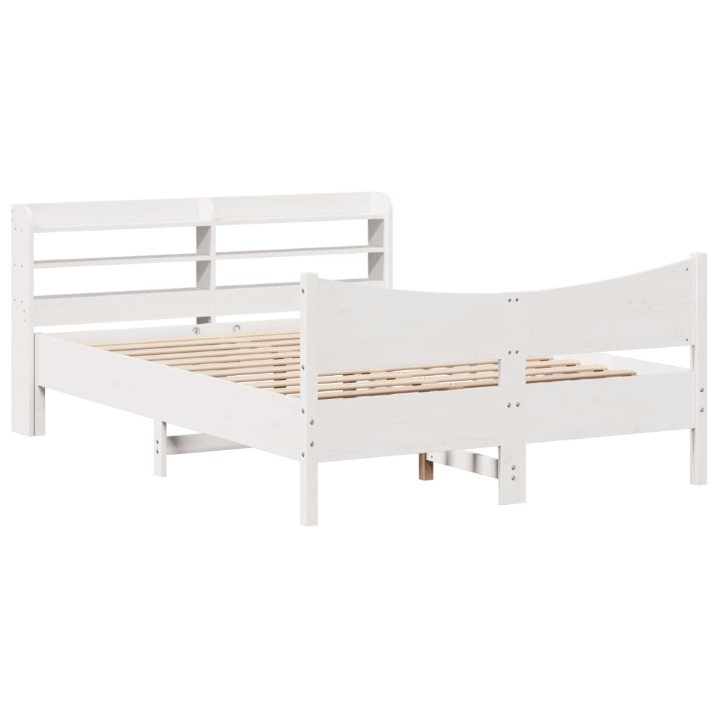 Sengeramme med hodegavl hvit 135x190 cm heltre furu