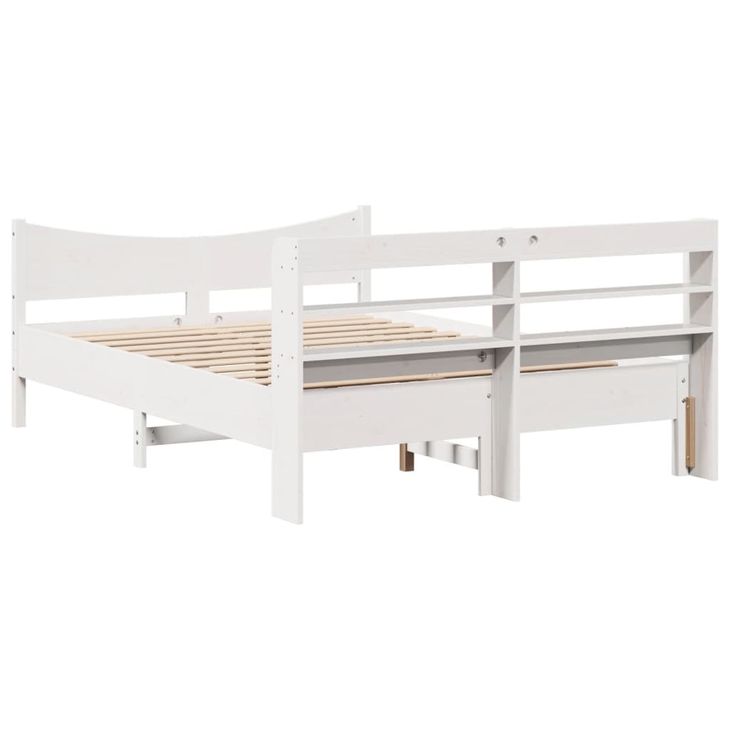 Sengeramme med hodegavl hvit 135x190 cm heltre furu