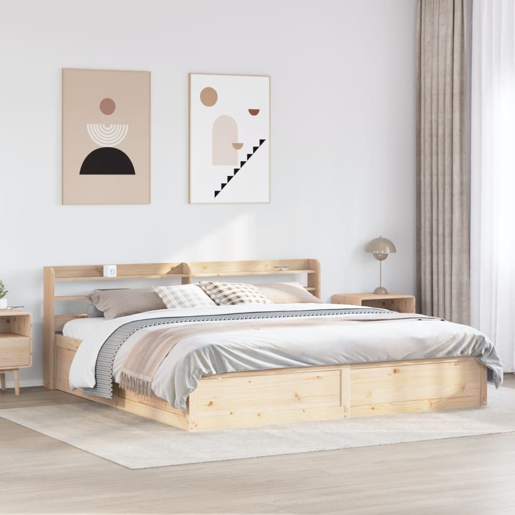 Sengeramme med hodegavl 200x200 cm heltre furu