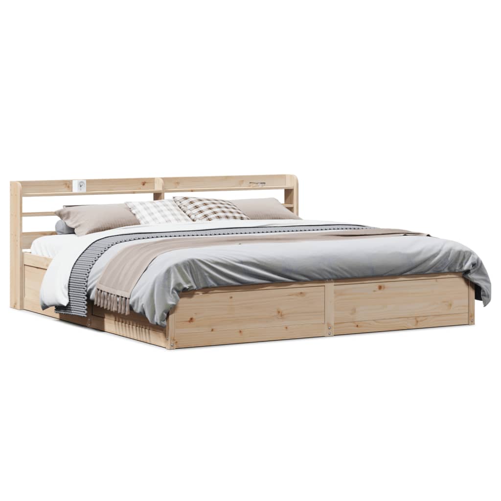 Sengeramme med hodegavl 200x200 cm heltre furu
