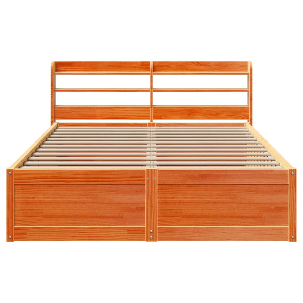 Sengeramme med hodegavl voksbrun 160x200 cm heltre furu