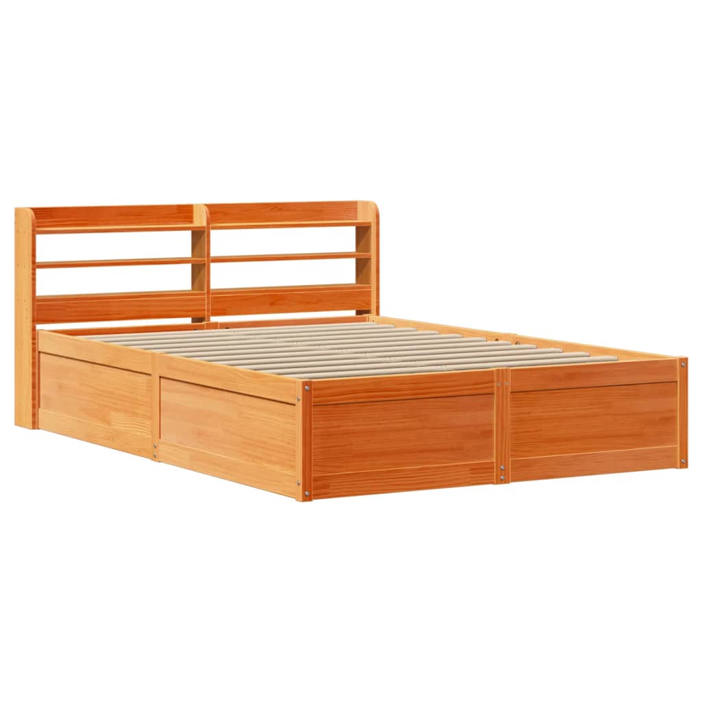 Sengeramme med hodegavl voksbrun 150x200 cm heltre furu
