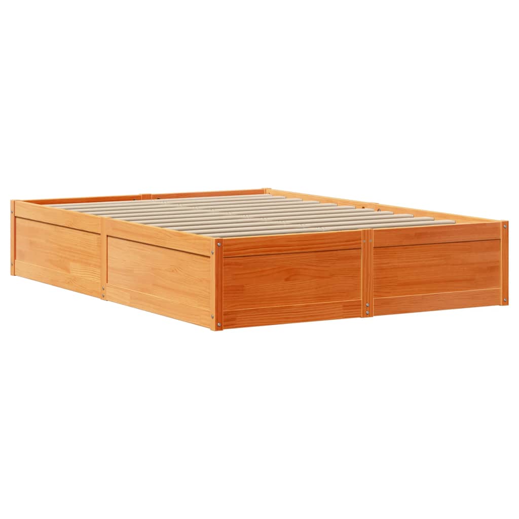 Sengeramme med hodegavl voksbrun 150x200 cm heltre furu
