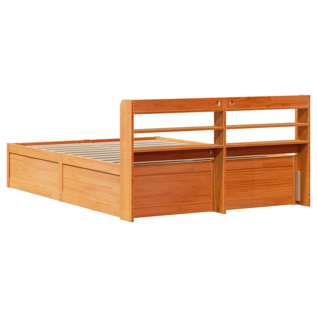 Sengeramme med hodegavl voksbrun 150x200 cm heltre furu