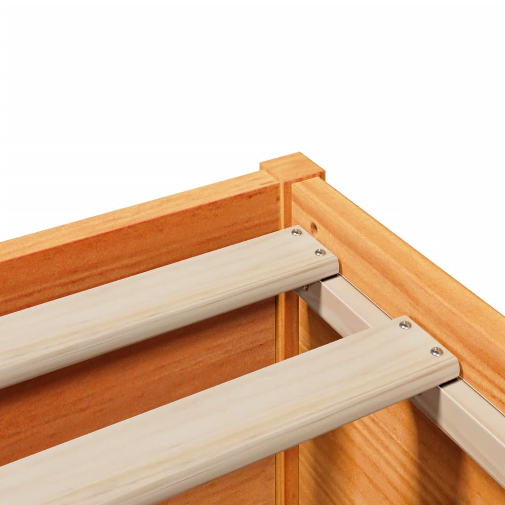 Sengeramme med hodegavl voksbrun 150x200 cm heltre furu